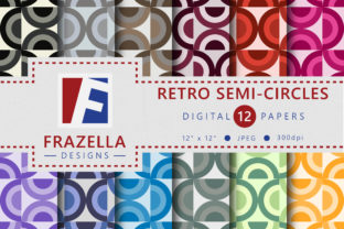 Colorful Retro Semi-Circles Pattern Digital Paper Collection