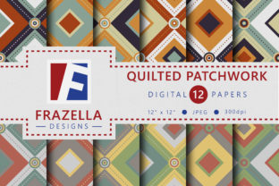 Quilted Patchwork Retro Design Digital Paper Collection